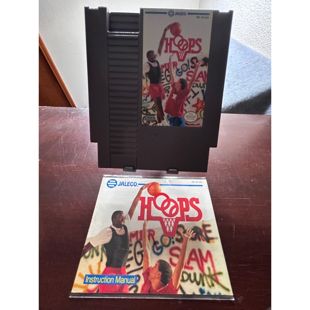 Hoops Nintendo NES Game Cartridge Jaleco With Manual and Sleeve NES-2B-USA